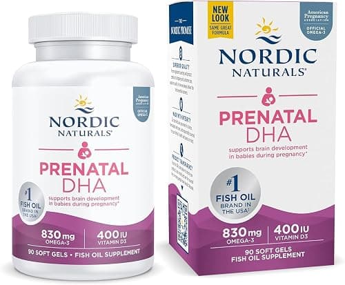 Nordic Naturals Prenatal DHA + Vitamin D3 | 830 mg Omega-3 Fish Oil & 400 IU D3 for Fetal Brain, Eye & Nervous System Development & EPA & DHA for Pregnancy & Lactation | 90 Softgels on Amazon.ae - Price Tracker