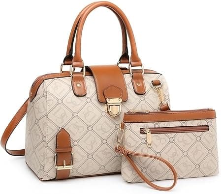 Dasein Women Barrel Handbags Purses Fashion Satchel Bags Top Handle Shoulder Bags Vegan Leather Work Bag on Amazon.ae - Price Tracker