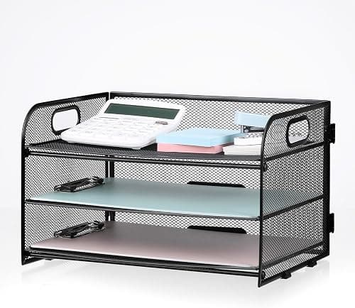 3-Tier Letter Tray Paper Organizer with Handle, Compact Mesh Desk File Organizer for Home Office Supplies Desktop Accessories (3Tier) on Amazon.ae - Price Tracker