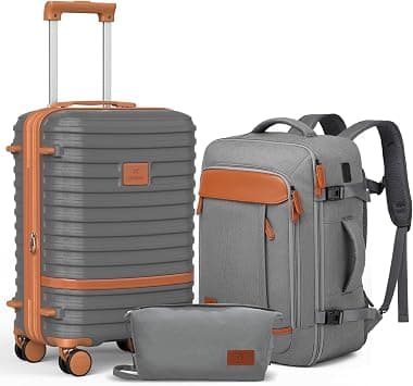 Joyway - Expandable carry on luggage set, airline approved, lightweight 20" hard shell with spinner wheels, Gray, Equipaje de mano, Hardside Expandable Travel Laggage with Tsa Lock على Amazon.ae - متتبع الأسعار