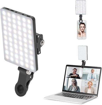 Newmowa 60 LED High Power Rechargeable Clip Fill Video Light with Front & Back Clip, Adjusted 3 Light Modes for Phone, iPhone, Android, iPad, Laptop, for Makeup, Selfie, Vlog, Video Conference on Amazon.ae - Price Tracker