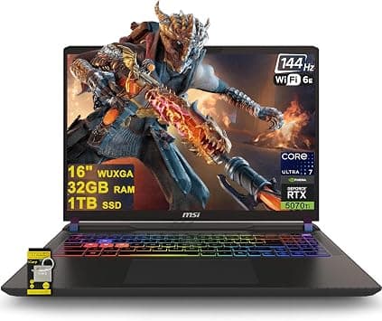 msi Vector 16 HX AI Gaming Laptop 16" WUXGA IPS 144Hz Intel 20-core Ultra 7 255HX (Beats i9-14900HX) 32GB RAM 1TB SSD GeForce RTX 5070 Ti RGB Backlit Thunderbolt5 Wi-Fi6E Win11 ICP Acc on Amazon.ae - Price Tracker