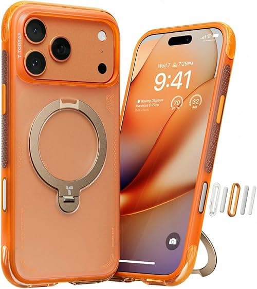 TORRAS Ostand Q3 Air for iPhone 17 Pro Max Case with 360 Magnetic Stand, Fit for Magnetic, Mil-Grade Drop Tested, Camera Control Button, Shockproof Phone Case for iPhone 17 Pro Max, Horizon Orange على Amazon.ae - متتبع الأسعار