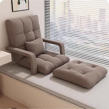 Jorunb Floor Folding Chair with Back Support, Convertible Floor Sleeper Sofa Chair, Fully Upholstered and 5-Position Free Adjustment, Meditation Seat for Bedroom(Khaki) على Amazon.ae - متتبع الأسعار