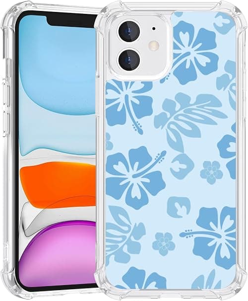 FANXI Blue Hibiscus Phone Case Compatible with iPhone 11 6.1 Inch - Shockproof Protective TPU Clear Cute Blue Flower Phone Case Designed for iPhone 11 Case for Men Girls Women Boys on Amazon.ae - Price Tracker
