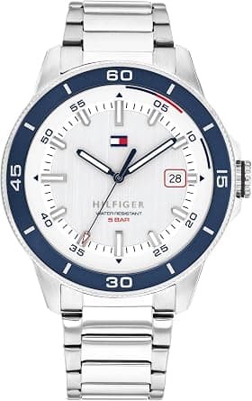 Tommy Hilfiger Men's 3-Hand Quartz Watch - Round Case - Sporty, Iconic Style - Gift for Him 43mm على أمازون - دليلك لأفضل العروض