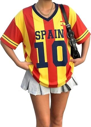 2026 Soccer Cup Shirt Women Oversized Mexico Brazil Shirts Funny Argentina Soccer Jerseys Spain V Neck T Shirts on Amazon.ae - Price Tracker