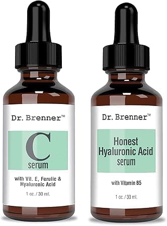 Vitamin C Serum 20% Pure L-Ascorbic Acid, Ferulic Acid, Vitamin E and HA and Hyaluronic Acid Serum with Vitamin B5 for Face and Eyes Natural Anti Aging Anti Wrinkle Set of 2 by Dr. Brenner on Amazon.ae - Price Tracker