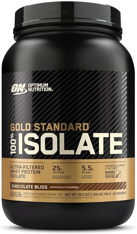Optimum Nutrition (ON) Gold Standard 100% Isolate, 25 Grams of Protein, Hydrolyzed And Ultra-Filtered Whey Protein Isolate - Chocolate Bliss, 1.64 Lbs, 24 Servings (744 G) on Amazon.ae - Price Tracker