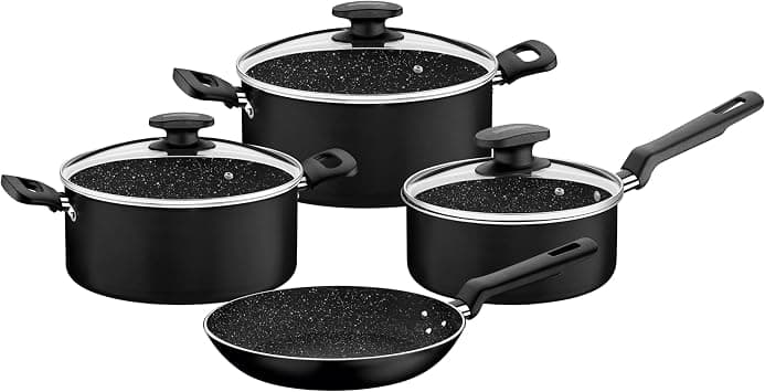 Tramontina Aluminum Cookware Set with Starflon Excellent Non-Stick Coating, Black, 7 Pieces on Amazon.ae - Price Tracker