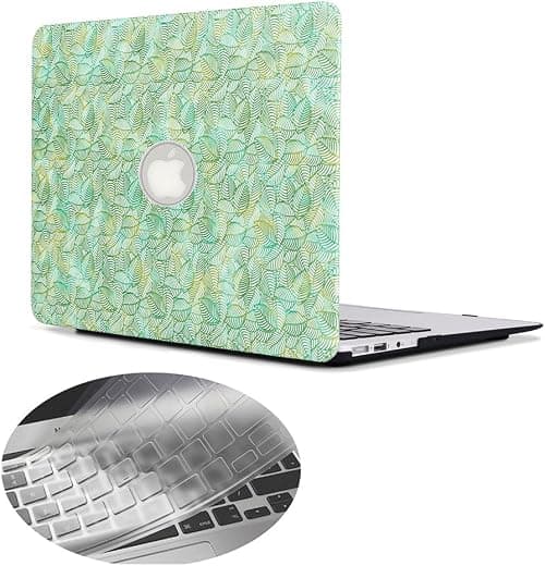 Se7enline Compatible with 2016 2017 2018 2019 Macbook Pro Case Bundle Hard Case Cover Compatible Macbook Pro 13 inch (Bar version) Model A1706/A2159/A1989 with Silicone Keyboard Cover, Green Leaves على Amazon.ae - متتبع الأسعار