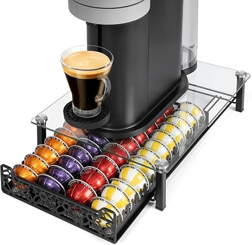 RECAPS Crystal Tempered Glass Organizer Drawer Holder Compatible with Nespresso Vertuo Coffee Capsules, K Pod Coffee Pods Storage Drawer Coffee Maker Machine Stand on Amazon - Best Deal Finder