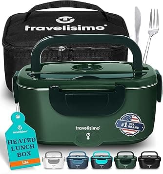 TRAVELISIMO Electric Lunch Box 3-in-1 Car Truck and Office 220V+12V+24V, Lunch Box Electric 1.5L 80W, Warming Box Stainless Steel Food Warmer Electric Home Box على Amazon.ae - متتبع الأسعار