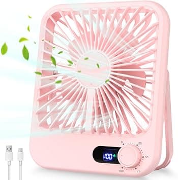 Portable Fan Rechargeable, Small Desk Fan Quiet, 180°Tilt Adjustable Personal Fan for Sleeping, Battery Operated, 100 Speeds, Table Fan for Bedroom Office Home Outdoor, Pink على Amazon.ae - متتبع الأسعار
