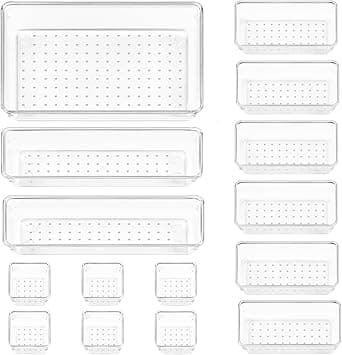 Vtopmart 15 PCS Clear Plastic Drawer Organizer Set, 4-Size Versatile Bathroom and Vanity Desk Organizer Trays for Makeup, Bedroom, Kitchen and Office on Amazon.ae - Price Tracker