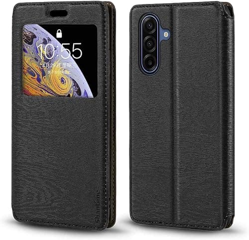 Window Leather Case for Galaxy M17 5G - Black | 6.74" Elegant Viewable Window Design Clear Display Invisible Magnetic Cover with Card Slot and Kickstand on Amazon.ae - Price Tracker