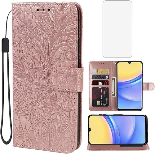 Case for Galaxy A26/Galaxy A17/Galaxy A16/F17/M17 SM-A266U Wallet Case with Tempered Glass Screen Protector, PU Leather Flip Credit Card Holder Phone Cover for Samsung Galaxy A16 Rose Gold على Amazon.ae - متتبع الأسعار
