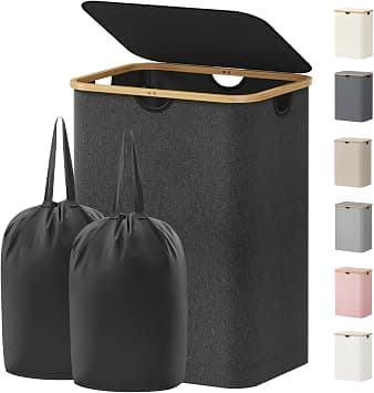 Lifewit 150L Large Laundry Basket with Lid, 2 Removable Bags, Dark Gray on Amazon.ae - Price Tracker