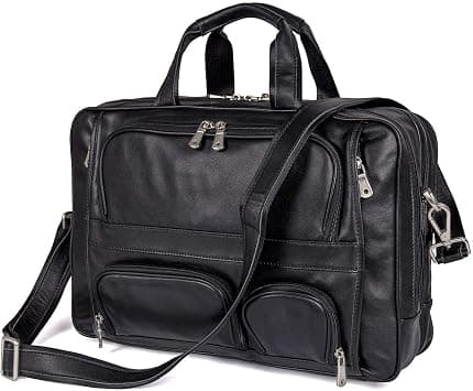 Augus Business Travel Briefcase Genuine Leather Duffel Bags for Men Laptop Bag fits 15.6 inches Laptop, Black-2, One_Size, Durable on Amazon - Best Deal Finder