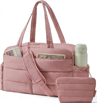 BAGSMART Gym Bag for Women with Toiletry Pouch, Lightweight Weekender Bags for Women with Wet Pocket, 31L Quilted Travel Duffle Carry On Bag, Weekender Overnight Bag for Travel,Water Resistant, Dull on Amazon.ae - Price Tracker