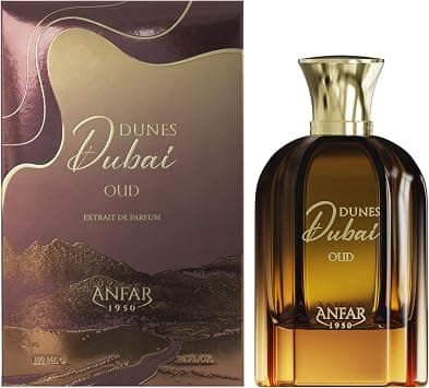 Anfar Dunes Dubai Oud Extrait de Parfum 100ml Unisex – Long Lasting Spicy Woody Fragrance with Saffron, Pink Pepper, Jasmine, Bulgarian Rose, Sandalwood & White Musk على Amazon.ae - متتبع الأسعار