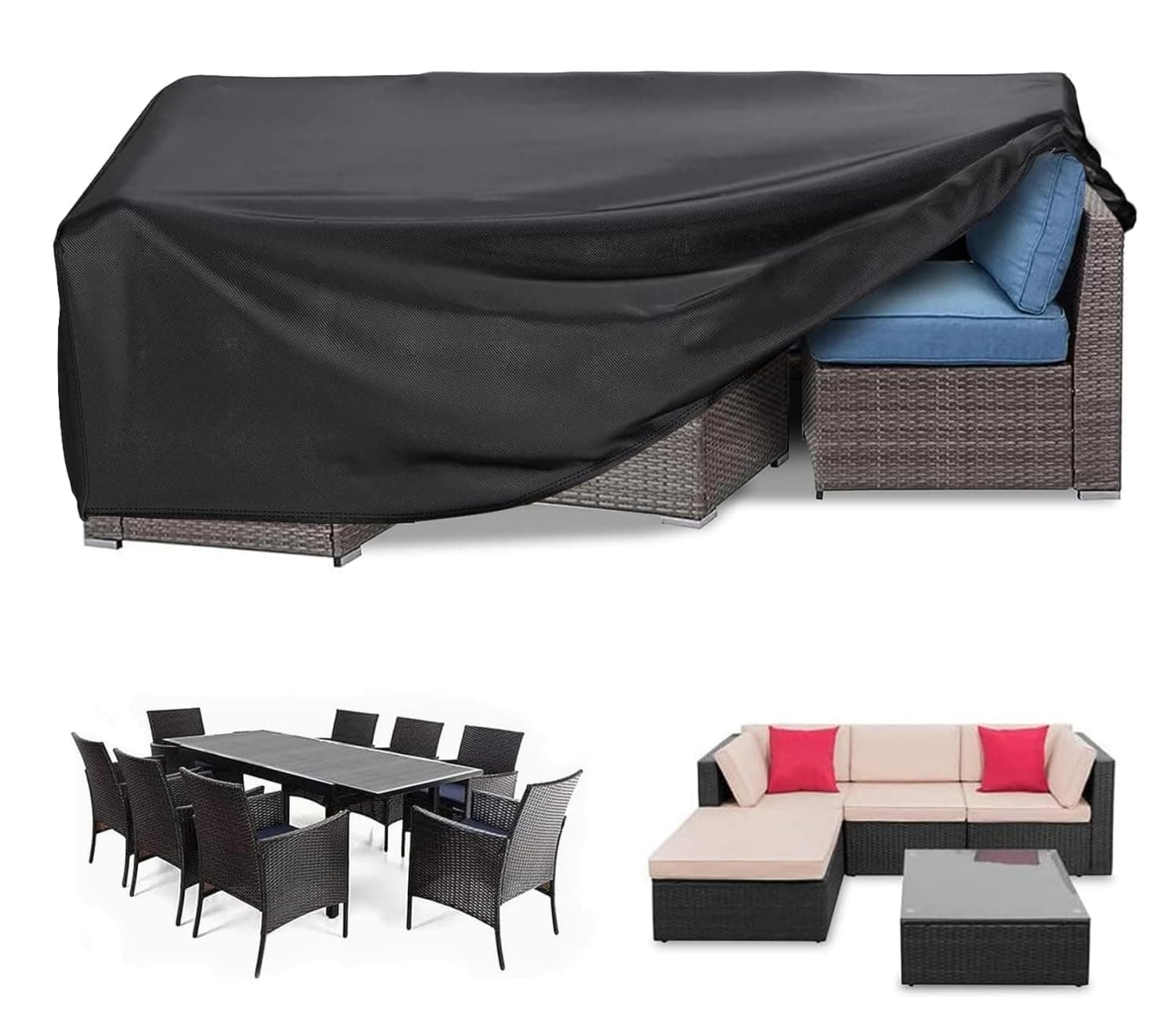 SKY-TOUCH Patio Furniture Cover 180x120cm, Garden Furniture Set Cover Waterproof, Outdoor Table and Chair Set Covers, Heavy Duty Oxford Fabric Furniture Covers Dust Proof Anti-UV on Amazon.ae - Price Tracker