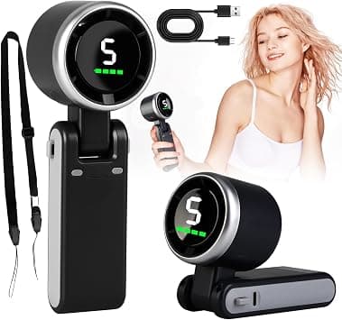 Portable Handheld Turbo Fan, Desk/Neck Portable Fan with 5 Super Powerful Wind Speed & Brushless Motor, 12H Standby, Rechargeable Personal Lash Pocket Fans for Travel Makeup Outdoor على Amazon.ae - متتبع الأسعار