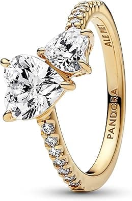 Pandora 161198C01 Women's Ring Double Sparkling Heart Gold on Amazon.ae - Price Tracker