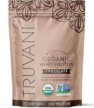 Truvani Organic Whey Protein Powder | Chocolate | 20g Grass Fed Whey Protein | 20 Servings | USDA Organic & Non-GMO | Gluten Free | No Gums, No Soy, No Stevia, No Added Sugars on Amazon.ae - Price Tracker
