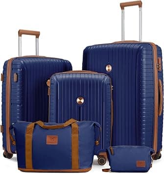 Joyway Suitcase Set 5 Piece PP Hardside Luggage Sets with TSA Lock and Spinner Wheels, Navy Blue, 5 piece set, Pp Hardside Carry on Luggage Set on Amazon.ae - Price Tracker