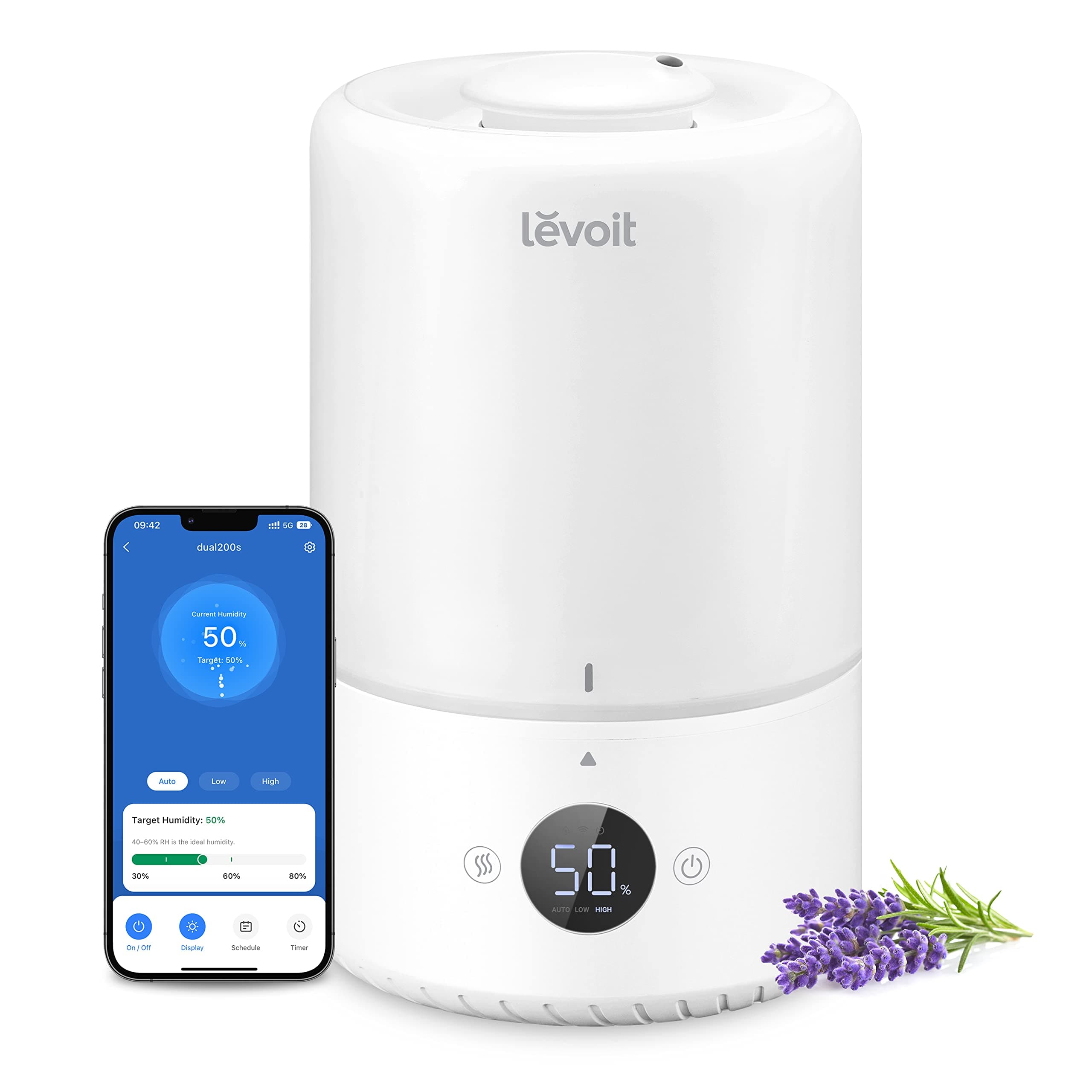 LEVOIT Smart Cool Mist Top Fill Humidifiers for Bedroom with Sensor, Auto Humidity Setting, APP & Voice Control, Essential Oil Diffuser, Ultra Quiet Operation, Super Easy Top Fill, 3L, White on Amazon.ae - Price Tracker