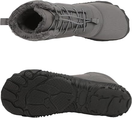 Mmoneyake Winter Snow Shoes for Women Men Warm Fur Lined Waterproof Snow Sneakers Wide Toe Box Zero Drop Ankle Booties Non-Slip Barefoot Outdoor Shoes Fashion Short Boots, D-gray, 8.5-9 on Amazon.ae - Price Tracker