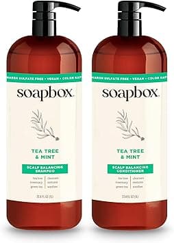 Soapbox Tea Tree Shampoo and Conditioner Set, Scalp Balancing with Tea Tree Oil, Jojoba Oil, Aloe and Shea Butter to Clean and Purify for All Hair Types, 1 Liter Each (Pack of 2) on Amazon.ae - Price Tracker