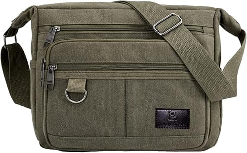 Canvas Shoulder Messenger Bag, 13 Inches Laptop Satchel Bag, Casual Crossbody Bag with Water Bottle Holders for Men Women on Amazon - Best Deal Finder
