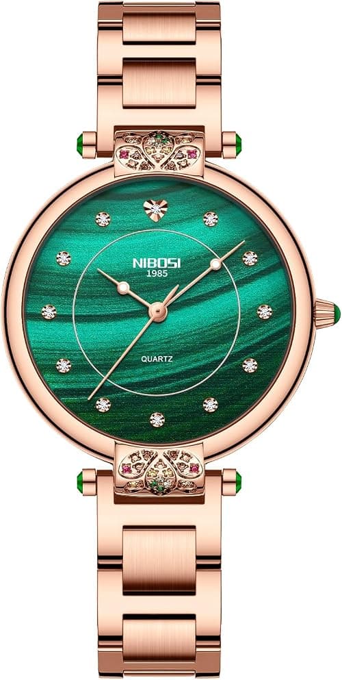 NIBOSI Women Watches Analog Rose Gold Stainless Steel Slim Strap Women's Watch for Girls Ladies Diamond Studded with Stylish Watches Water Resistant on Amazon.ae - Price Tracker