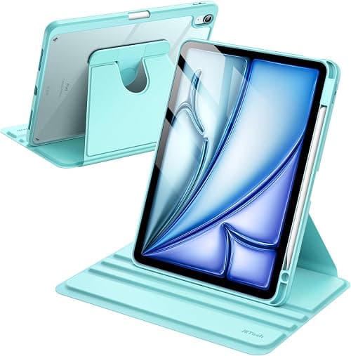 JETech 360° Rotating Case for iPad Air 11" M4/M3/M2, Air 5/4, Mint Blue | Cover for iPad Air 11" (2026-2024) & Air 5/4 10.9" (2022/2020), Multi-Angle Stand, Clear Back, Pencil Holder on Amazon.ae - Price Tracker