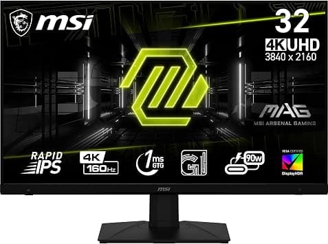 MSI MAG 322UPF 32 Inch 4K Gaming Monitor - UHD 3840 x 2160, Rapid IPS, 160 Hz, 1 ms, 16:9, HDR 400, Adaptive Sync, Black على Amazon.ae - متتبع الأسعار