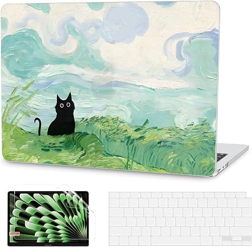 G JGOO Compatible with MacBook Air 13 inch Case 2026 2025-2022 M5 A3449 M4 A3240 M3 A3113 M2 A2681, Plastic Hard Shell for MacBook Air 13.6 inch Case+Keyboard Cover+Screen Protector, Cat Painting on Amazon.ae - Price Tracker