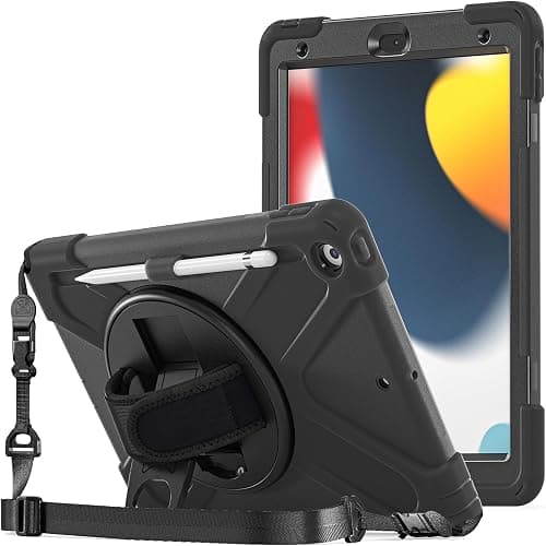 ProCase Rugged Case for iPad 9th/ 8th/ 7th Generation 10.2" (2021/2020/2019), Heavy Duty Shockproof Protective Cover with Strap for iPad 9/8/7 -Black on Amazon.ae - Price Tracker