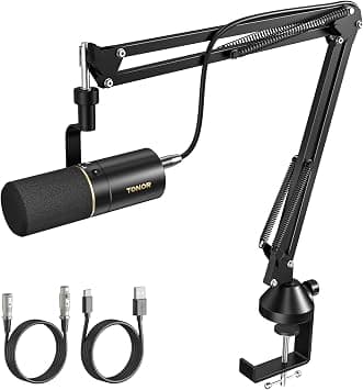 TONOR Dynamic Microphone, XLR/USB Microphone for Podcast, Recording, Streaming, Gaming, XLR Cardioid Studio Mic with Quick Mute, 3.5mm Headphone Jack, Volume Control, Mic with Boom Arm, Black, TD510+ على Amazon.ae - متتبع الأسعار