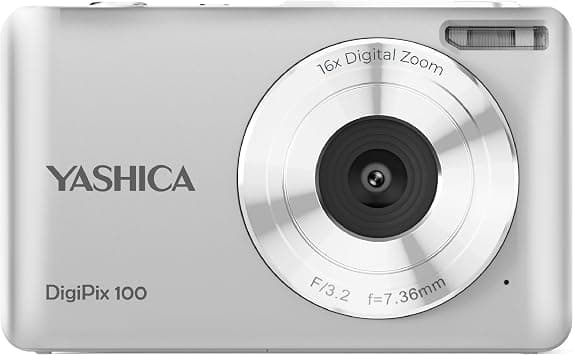 Yashica DigiPix 100 Digital Camera - FHD 1080P Point and Shoot with 16X Zoom, Supports Micro SD Cards - Silver على Amazon.ae - متتبع الأسعار
