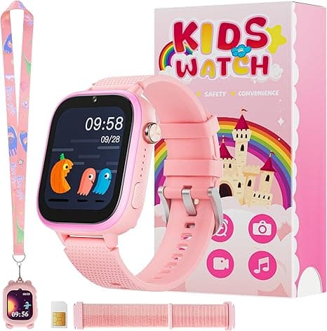 OKYUK 4G Kids Smart Watch, 15 Exciting Games, Two-Way Calling Feature, SOS Emergency Call Button Ideal for Kids Aged 3-12, for Boys & Girls (Pink) on Amazon.ae - Price Tracker