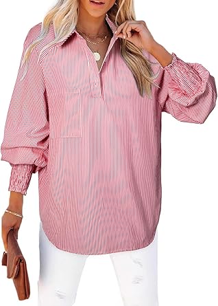 Astylish Womens V Neck Roll up Sleeve Button Down Blouses Tops on Amazon.ae - Price Tracker