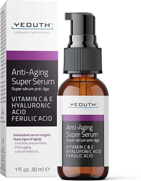 Yeouth Anti, Aging Super Serum, Ferulic Acid, Hyaluronic Acid, Vitamin C & E,1 Fl Oz (Pack Of 1) on Amazon.ae - Price Tracker