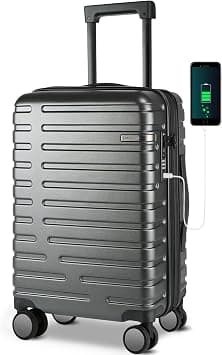 EMPSIGN 20" Hard Shell Cabin Suitcase Carry On Luggage, Dark Grey on Amazon - Best Deal Finder