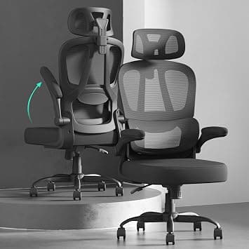Office Chair Ergonomic Office Chair with Flip-up Armrest & Headreat, Mesh Computer Chairs for Adult and Teens, Height Adjustable Home PC Work Chair with Lumbar Support, 350lbs, Black on Amazon.ae - Price Tracker