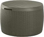 Keter Circa 37 Gallon Resin Deck Box Stool, All-Weather Outdoor Storage Seat with Rattan-Look Finish, Durable Patio Storage Bench for Cushions, Garden Tools, Pool Accessories - متتبع أسعار Amazon.sa