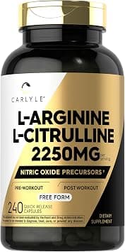 Carlyle L-Arginine L-Citrulline Complex | 2250mg | 240 Capsules | Nitric Oxide Precursors | Free Form | Non-GMO & Gluten Free on Amazon.ae - Price Tracker