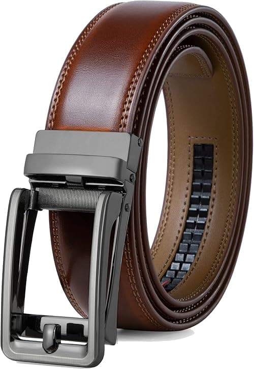 Founders & C Men's Leather Ratchet Comfort Click Belt Dress with Slide Buckle -Adjustable Trim to Fit on Amazon.ae - Price Tracker