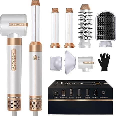 7 in One 110000 RPM Hot Air Brush 1400W High Speed Hair Dryer with Diffuser Blow Dryer Brush Hair Styler, Drying Oval Brush Air Curling Wand,Concentrator Attachment,Fast Iron Dryer Styler Tools Set on Amazon.ae - Price Tracker